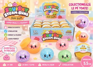 Jucarie Antistres Squishy Dumplings / Galusca, 5.5 cm, Cu Sclipici in Cutie Dim Sum, Surpriza - Img 2