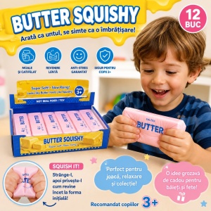 Jucărie Squishy Butter Roz 13 cm – Antistres, Super Moale, Slow Rising, pentru Copii și Adulți