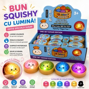 Jucărie Squishy Dumpling cu Lumini LED 5,5 cm – Antistres Moale - Img 3