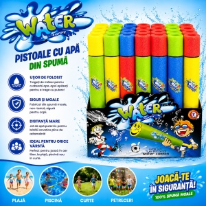 Pistol cu Apă din Burete Water Gun 57 cm, Multicolor, Model Aleatoriu - Img 2