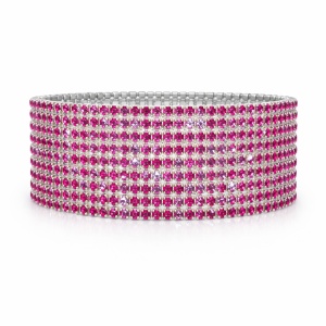 Set 12 bratari ROXE argintii elastice cu pietre magenta stralucitoare elegante