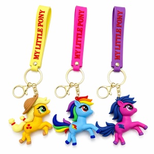 Set 12 brelocuri ponei colorați, 7 cm, din silicon, modele diferite
