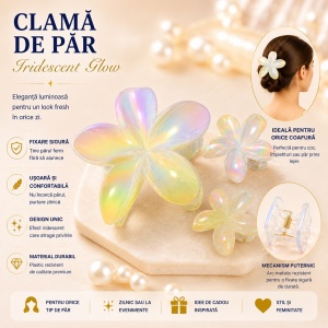 Set 12 Clesti de Păr Trio în Formă de Floare – Clame Colorate, diverse culori - Img 2