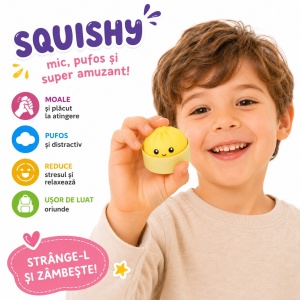 Squishy Mini Dumpling Antistres pentru Copii – Jucărie Moale și Elastică Tip Dumpling - Img 2