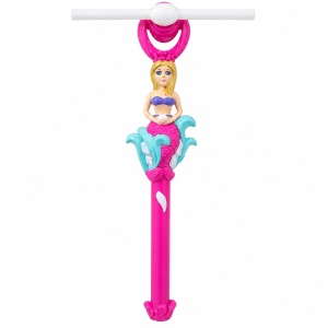 Baghetă magică cu lumini și sirenă, roz închis, 38 cm – jucărie copii cu elice rotativă