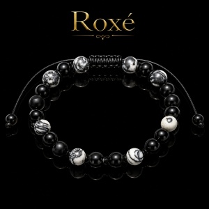 Bratara reglabila Roxe barbati negru cu alb design modern elegant premium - Img 2