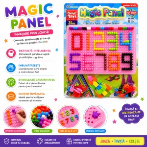 Joc Educativ Copii cu Pioni Colorati și Tablă Roz – Magic Panel cu Forme - Img 2