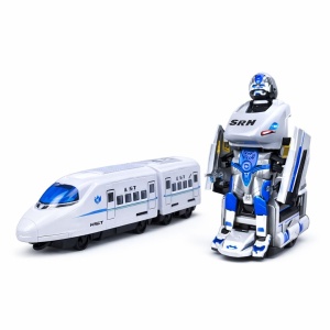 Jucarie dual mode tren care se transforma in robot, 24 cm cu lumini, sunete si bump and go - Img 2