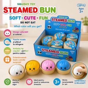 Jucarie Squishy Antistres Dumplings / Galusca in Cosulet, 8.5 cm, Culoare Surpriza, 3+ ani - Img 1