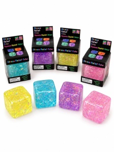 Jucărie Squishy Cub cu Sclipici – Anti-Stres, Senzorială, Super Moale, Cube Fidget Toy - Img 3