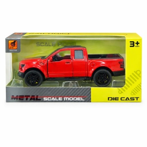 Masinuta pickup metalica rosie die cast, model scara, usi functionale, 15.5x7 cm - Img 2