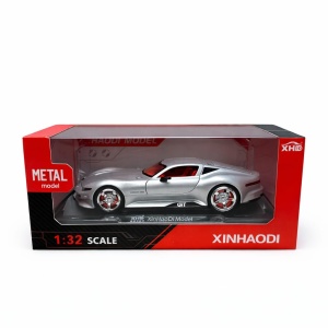 Masinuta sport GT aliaj metalic scara 1:32, argintie, design premium, usi deschidere, roti functionale - Img 2