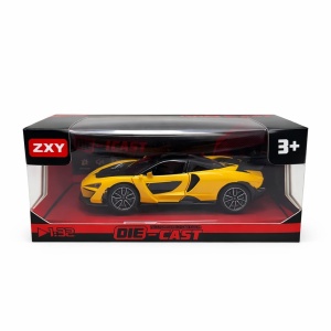 Masinuta sport supercar aliaj metalic scara 1:32, galbena, spoiler, usi functionale - Img 2