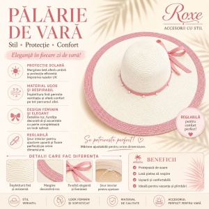 Pălărie Damă Albă de Vară cu Scoici Decorative și Bor Lat – Reglabilă - Img 2