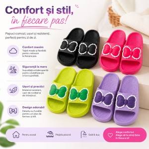 Set 12 Perechi Papuci Damă cu Fundă – Mix Culori, Mărimi 36-41, Comozi și Moderni
