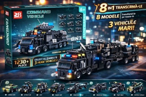 Set 8 jocuri constructie vehicule politie interconectabile, modele multiple, copii 6+ - Img 2