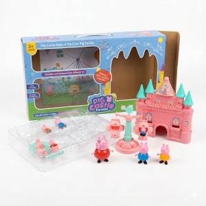 Set de joaca parc de distractii pentru copii, castel roz din plastic cu figurine si accesorii - Img 2