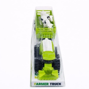 Tractor jucărie verde cu remorcă, din plastic, manevrare manuală - Img 2