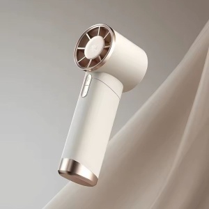 Ventilator portabil reincarcabil USB cu display LED si 100 viteze reglabile, crem - Img 2