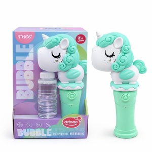 Bagheta cu baloane sapun - unicorn verde cu lumini si sunete 26x13x6.5cm