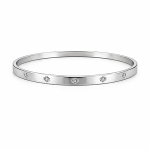 Bratara ROXE argintie rigida cu cristale discrete design elegant inchizatoare fixa