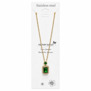 Colier Roxé Auriu cu Pandantiv Verde si cristale, Elegant, Reglabil 40 cm