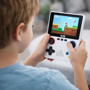 Consolă de jocuri portabilă retro, plastic, X6, Alb - Img 2