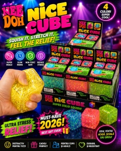 Cub Antistres Squishy Nice Cube, Jucarie Senzoriala Moale, Elastice, 4 Culori Diverse - Img 2