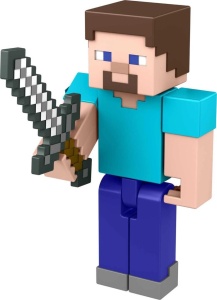 Figurina pixelata cu sabie, personaj joc, albastru, 33 cm - Img 2