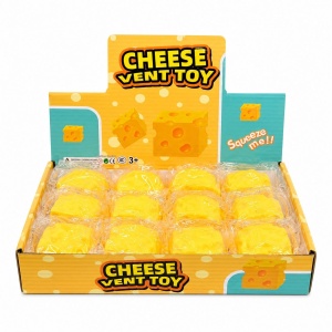 Jucărie Antistres Brânză din Silicon 5x5x5cm – Cheese Vent Toy, Squishy Moale, Elastic și Relaxant pentru Copii - Img 2