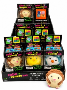 Jucarie antistres Cube Squeeze Ball, modele simpatice, textura moale, super squish, 3+