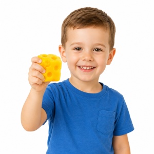 Jucarie antistres Squishy Cheese 7x7x7 cm moale si pufoasa slow rising pentru copii - Img 2