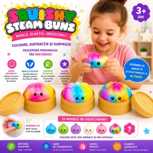 Jucărie Antistres Squishy Dumpling Pufos 8.5 cm, Model Surpriză, Moale și Elastic - Img 3