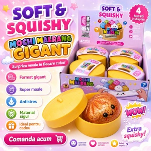 Jucarie Squishy Giganta Mochi Malrang in Cutie Surpriza, Model Galben, Super Moale si Antistres - Img 2