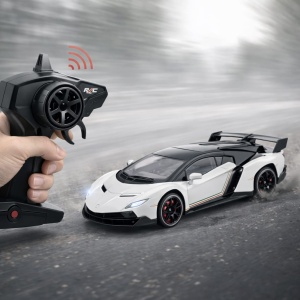 Masina RC metalica sport alba 1:24 cu telecomanda, usi functionale si acumulator - Img 2