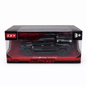 Masinuta pickup off-road metalica die-cast scara 1:32, neagra, portbagaj bena, portiere functionale, 3+ - Img 2