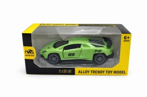 Masinuta sport metalica 1:36, design racing, deschidere usi, verde, 15 cm - Img 2