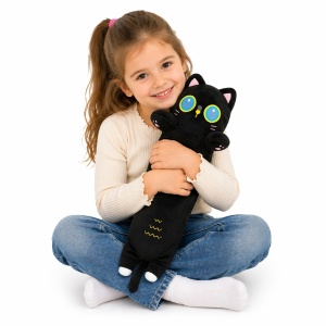 Pisica de plus lunga tip perna 50cm neagra, jucarie moale decorativa copii - Img 2