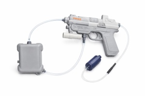 Pistol electric cu apa pentru copii, rezervor rucsac 400ml, jet continuu, Water Gun W-Y10, gri