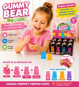 Squishy Ursuleț Gummy Bear Antistres 8cm pentru Copii – Jucărie Moale și Elastică - Img 2