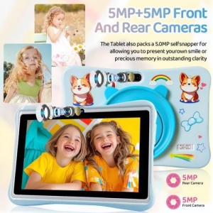 Tableta pentru copii 7 inch Android 15, 4GB RAM, 128GB, husa silicon, camera dubla, albastru - Img 3