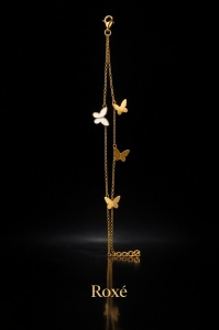 Brățară aurie Roxé cu fluturași eleganți, design delicat, inoxidabil 16.5+3.5 cm - Img 2