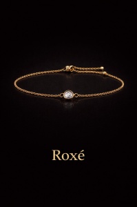 Bratara aurie Roxe reglabila cu cristal central elegant 20cm - Img 2