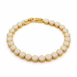 Bratara ROXE aurie cu cristale stralucitoare, design elegant circular, 19 cm
