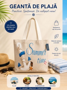 Geantă de Plajă cu Ancoră Summer Time – Spațioasă și Elegantă - Img 2