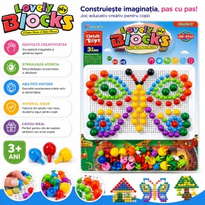 Joc Educativ cu Pioni pentru Copii 3+ Ani – Model Fluture cu Tablă Albă DIY - Img 2