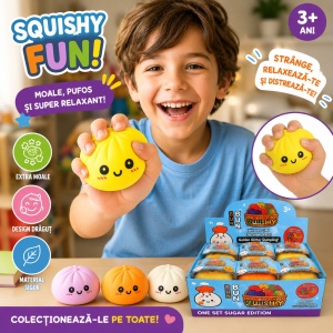 Jucărie Antistres Squishy Dumpling 8,5cm în Cutie Tip Bambus – Jucărie Antistres Moale pentru Copii - Img 3