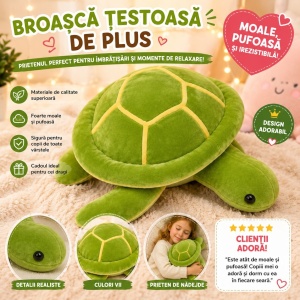 Jucărie de Plus Broască Țestoasă, 25cm Moale și Pufoasă pentru Copii - Img 2