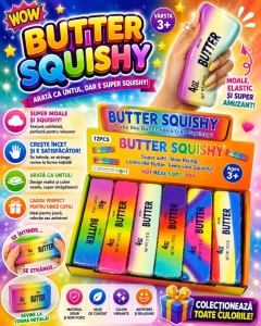 Jucărie Squishy Butter Rainbow 13 cm – Antistres Slow Rising, Model Unt Multicolor - Img 3