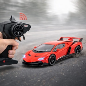 Masina RC metalica sport rosie 1:24 cu telecomanda, usi functionale si acumulator - Img 2